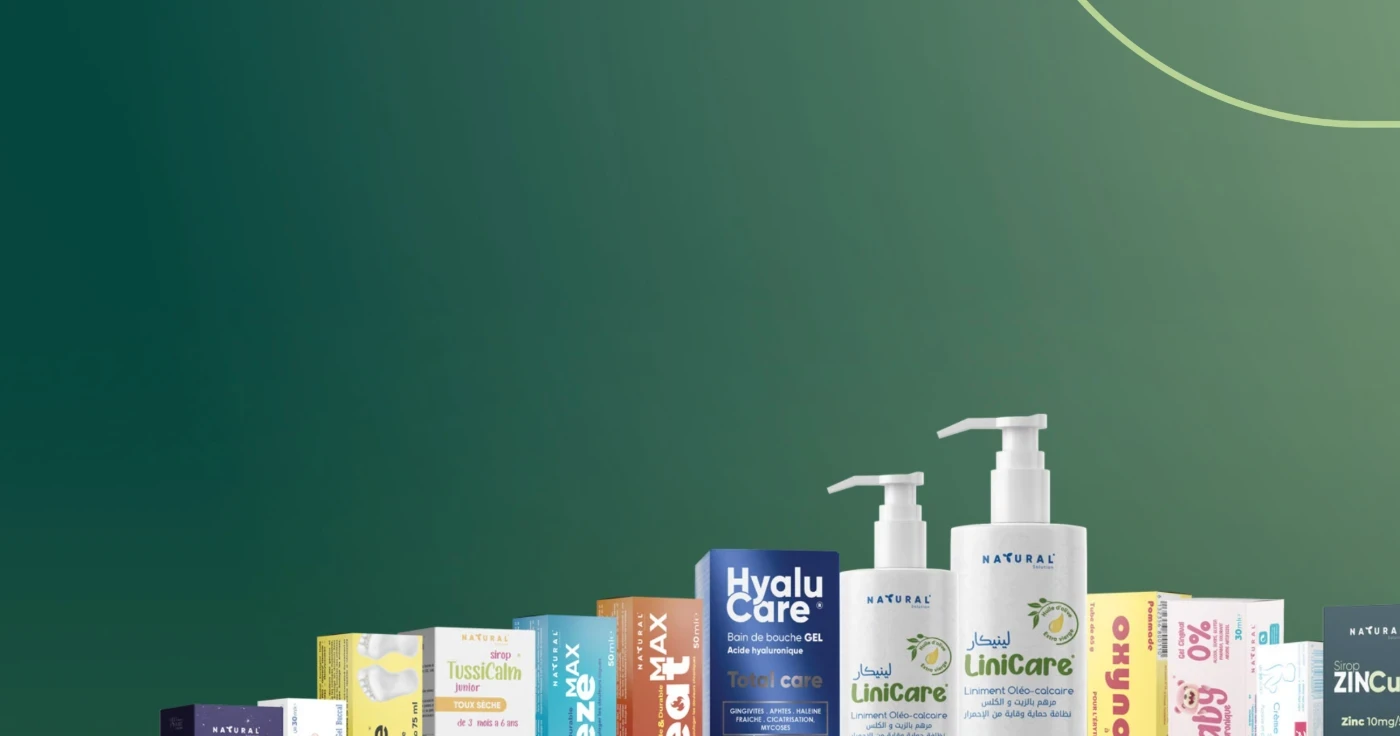 Natural Solution packaging — the range at scene scale